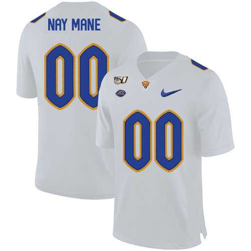 Mens Pittsburgh Panthers Customized White 150th Anniversary Patch Nike College Football Jersey->customized ncaa jersey->Custom Jersey